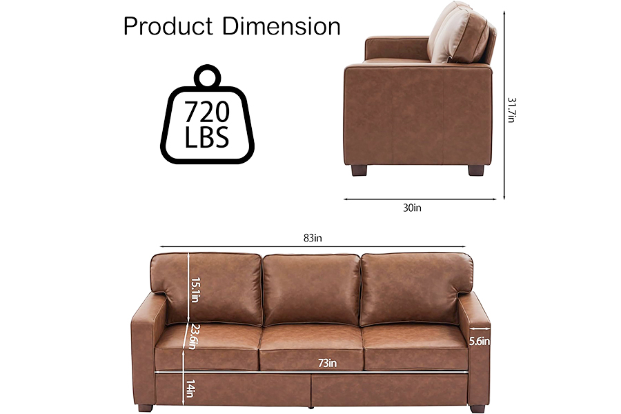 PU imitert skinnsofa, Stol(SF021-BR-S)/Loveseat(SF021-BR-M)/Sofa(SF021-BR-L)